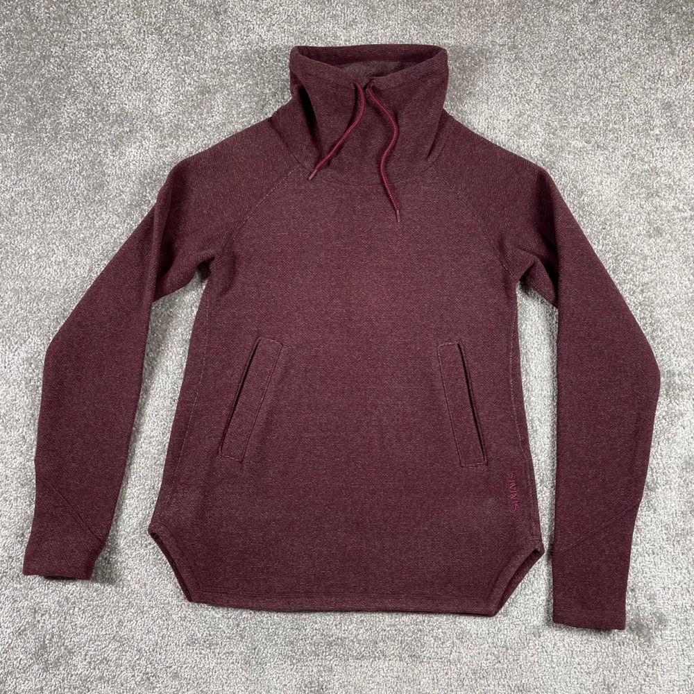 Simms Hoodie Womens Extra Small Fleece Funnel Neck Pullover Outdoors Purple Red‎